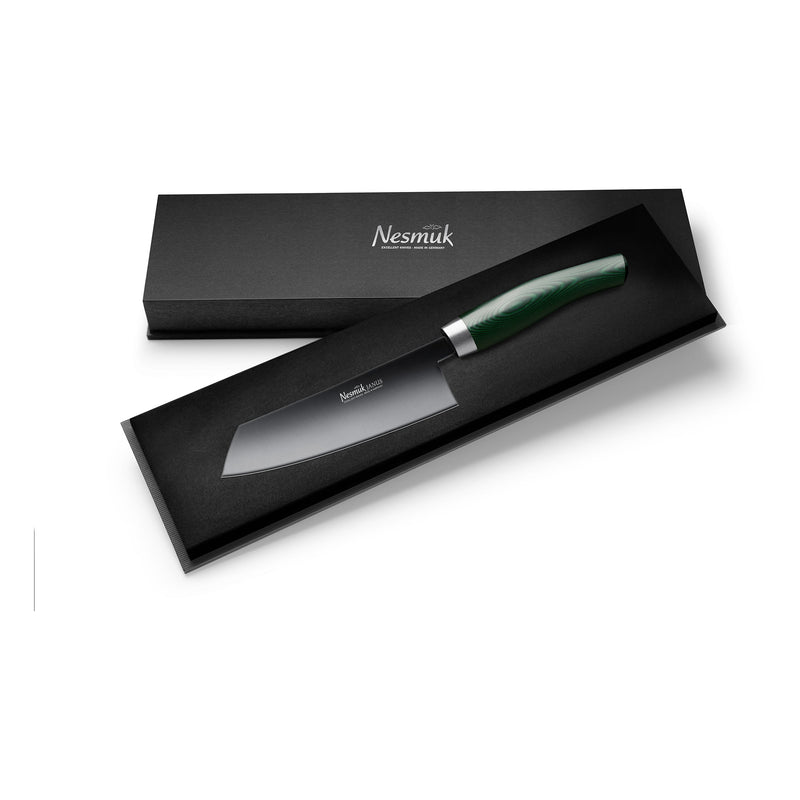 Janus Kochmesser 140 Micarta Green Schatulle
