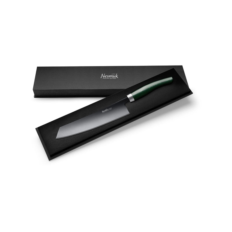 Janus Kochmesser 240 Micarta Green Schatulle