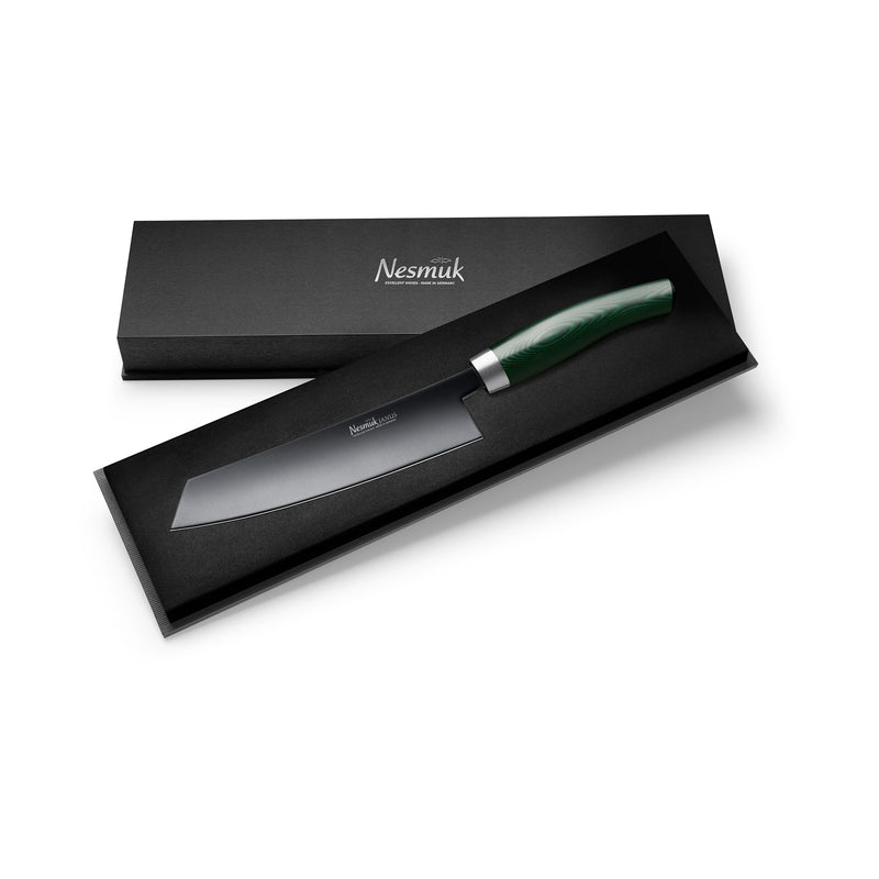 Janus Kochmesser 180 Micarta Green Schatulle
